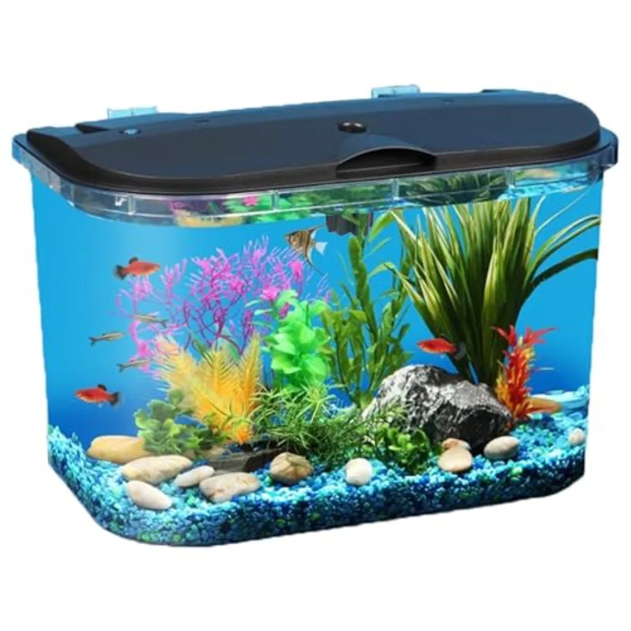 5-Gallon Aquarium Kit with LED Lighting and Power Filter, Ideal for Tropical Fish: Glass Tank, Clear, Compact All-in-One Setup