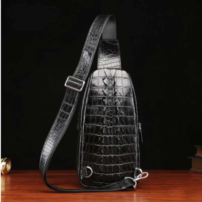 LINSHE men Chest package  crocodile new  One shoulder  Inclined shoulder bag   large capacity male Chest bag