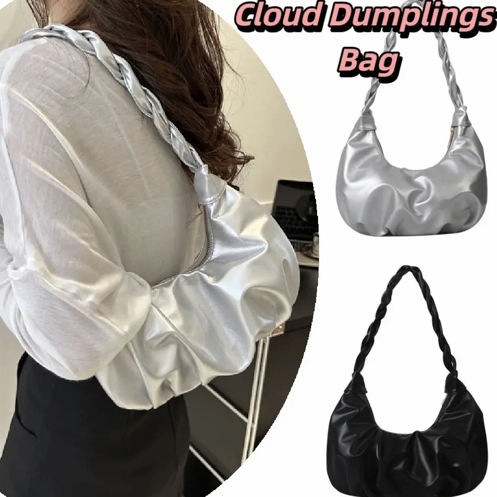 

Elegant Sweet Cloud Shoulder Bag Elegant Korean Style Dumplings Bag Pure Color Minority Design Handbag Outdoor