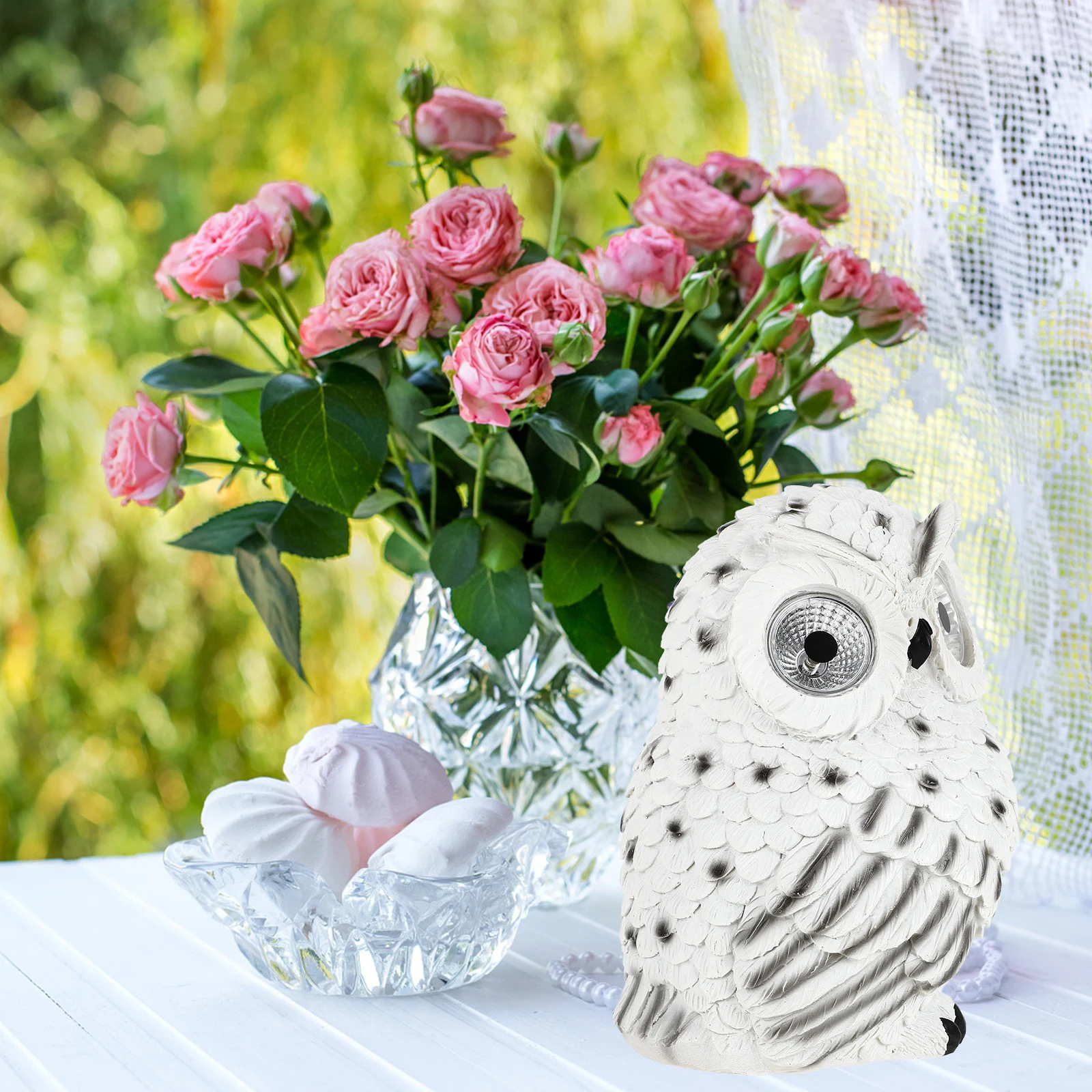 

Solar Owl Ornaments Outdoor Lights Garden Stake Resin Statues Decor Decorate Miss