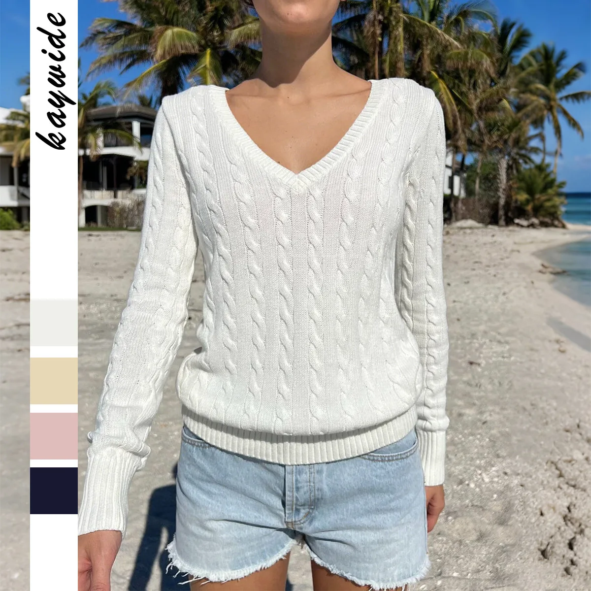 2025 Otoño e Invierno Casual Simple manga larga chaleco con cuello en V forrado con lana camiseta de mujer ropa mujer Top mujer