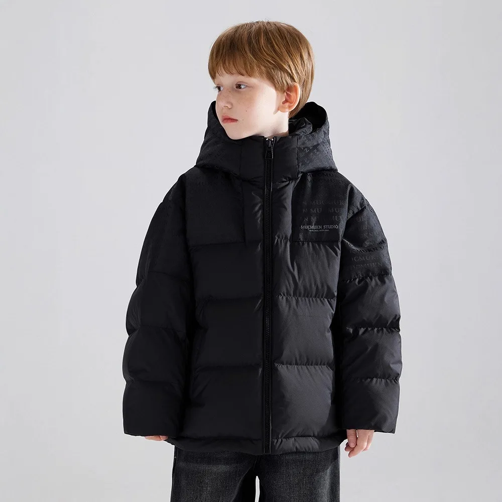 

RAISE -20 Degrees Children Boys Winter Jackets Letter Thick Warm Hooded 4-14Y Kids Boys Outerwear Coat Black Zipper For Baby Boy