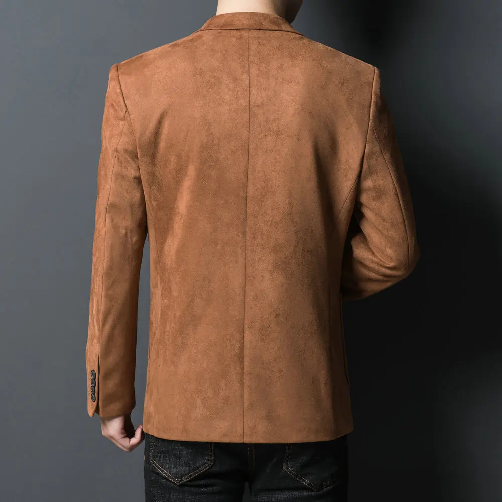 Men Khaki Black Blazers Subtle Pattern Fleece Fabric Outfits Old Money Slim Fit Notched Lapel Single Breasted Design Attire