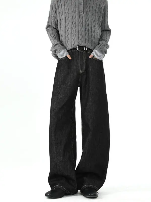 

Original Color Men's Jeans Spring American Retro Cleanfit Loose A-Line Straight Leg Long Pants TANGZ STUDIO Casual Denim