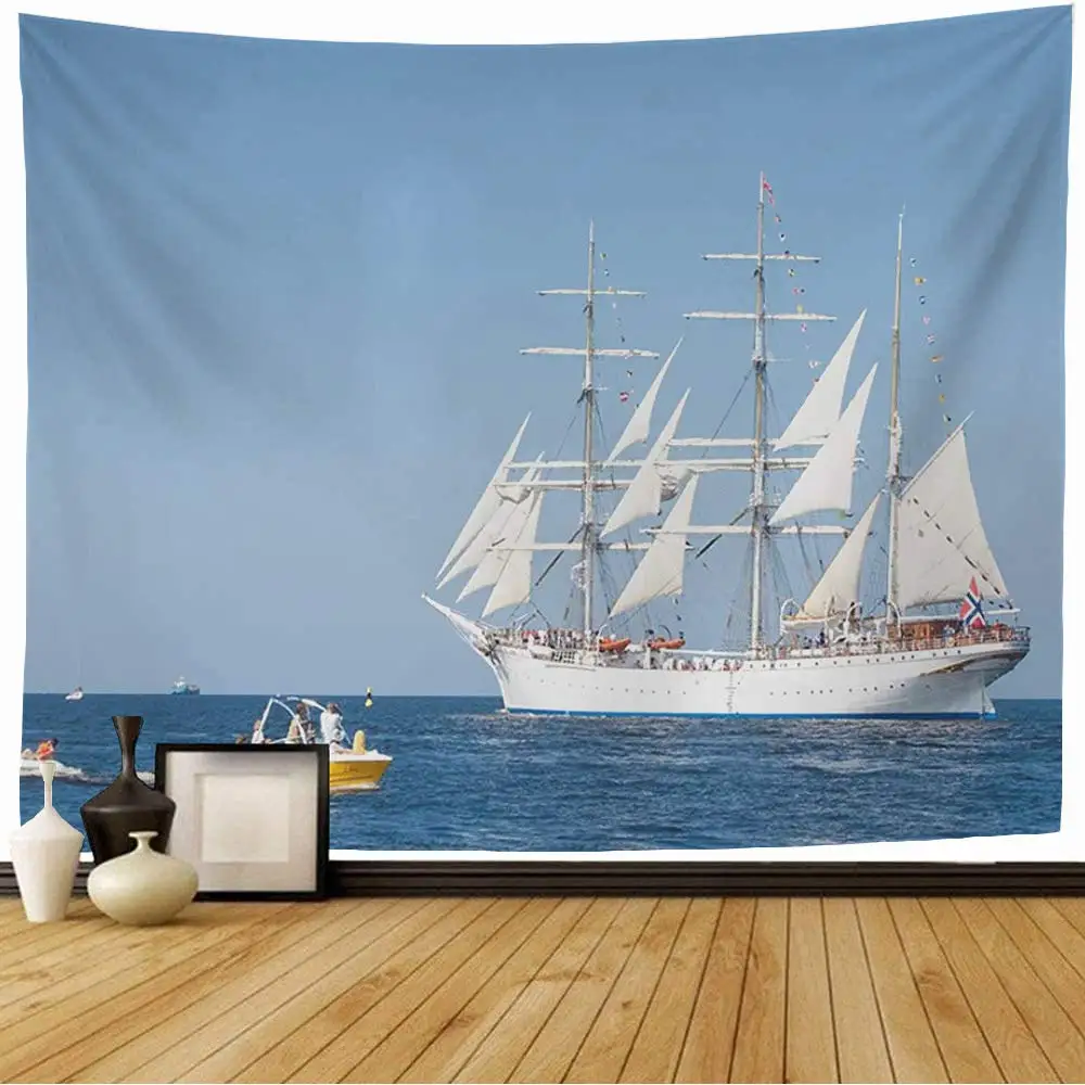 Cruise Ship Tapestry Traveling Maritime Tapestry Summer Tropical Island Tapestries Wall Hanging Decor for Bedroom Living Room