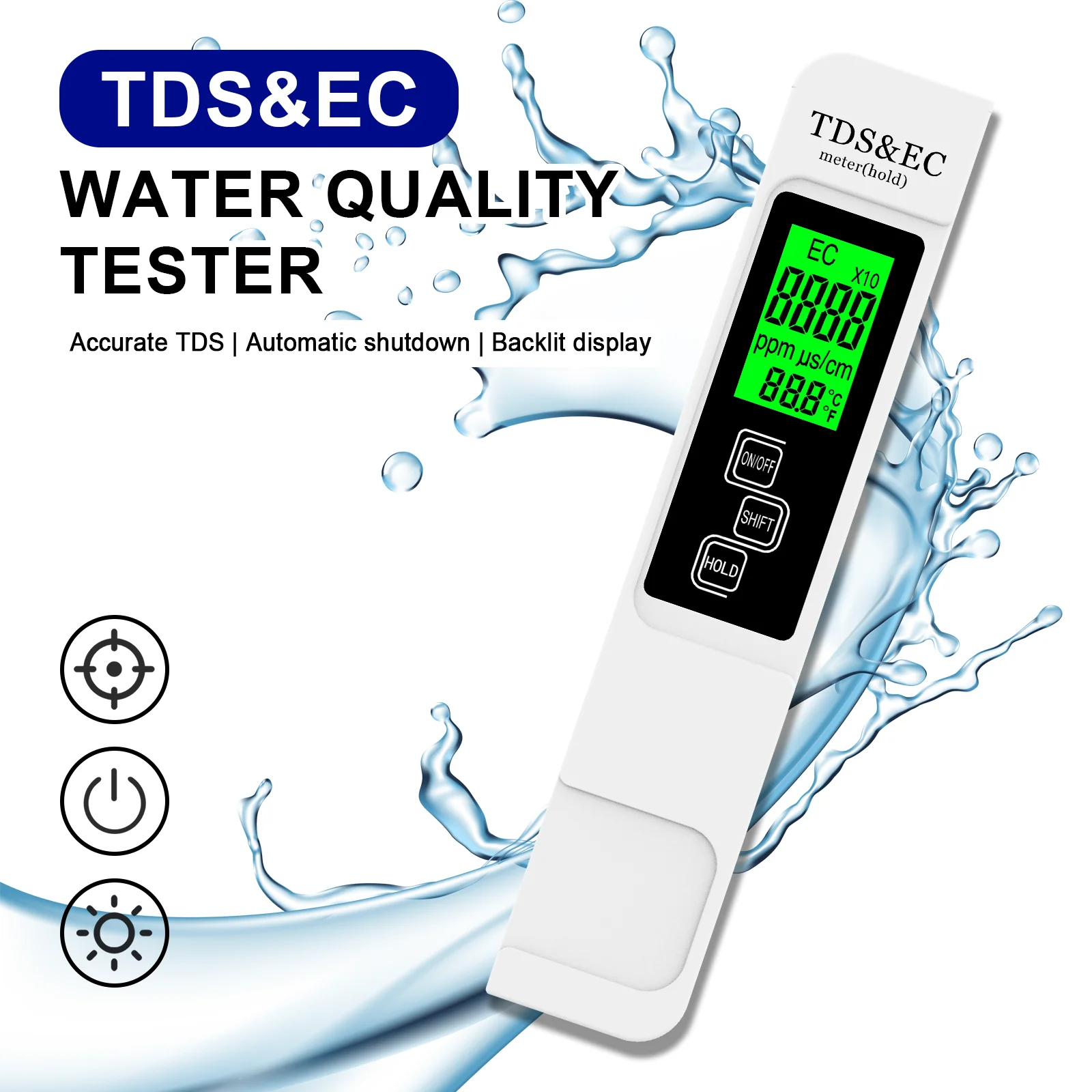A5 Wasserqualitätstester Tragbares 4-in-1 TDS EC & Temperaturmessgerät 0-9999ppm Präzise für Trinkwasser, Hydroponik, Aquarium – Detail 3