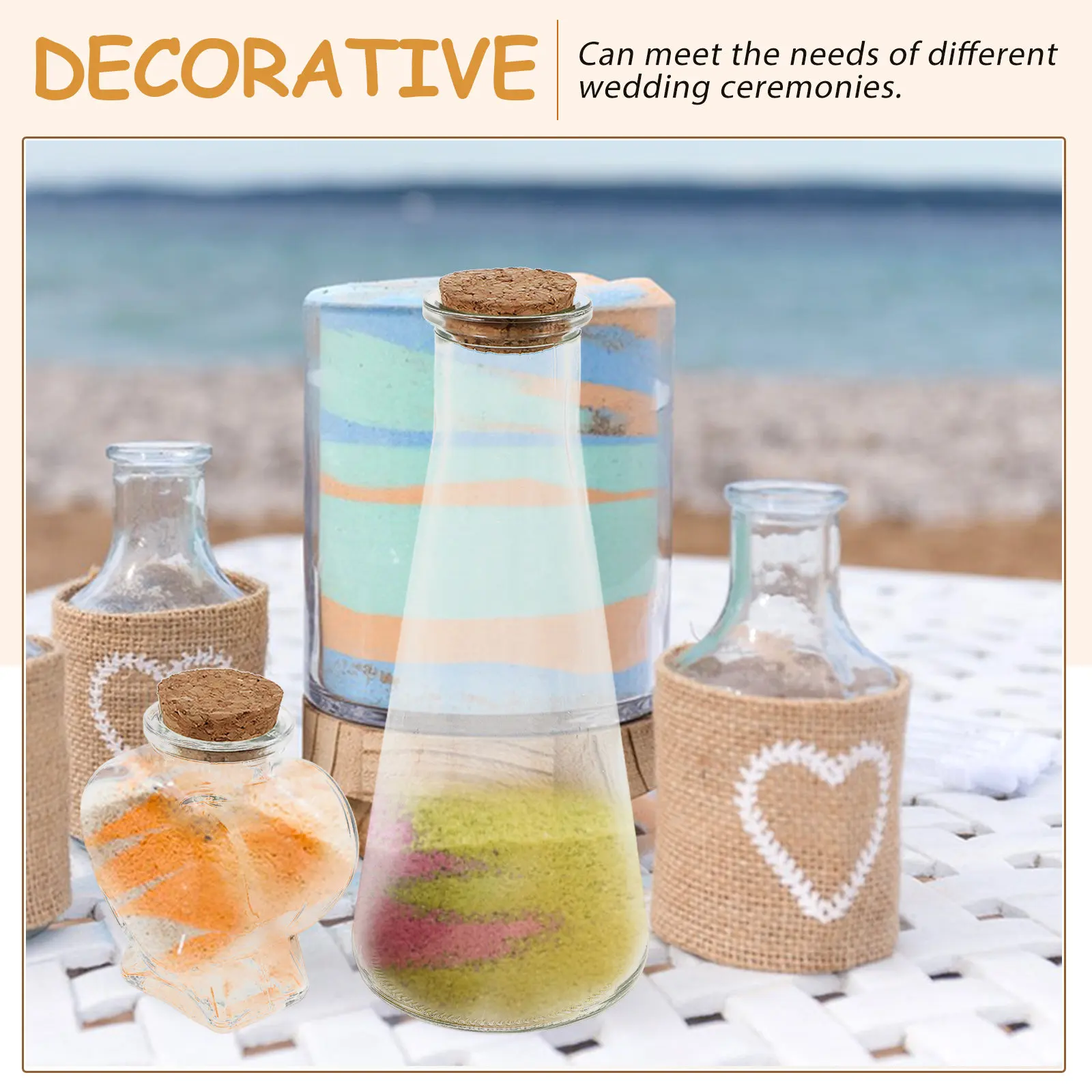 

3Pcs Wedding Sand Ceremony Set Glass Mini Bottles DIY Empty Wishing Bottles Decorative Drift Bottle Storage Wishing Bottle