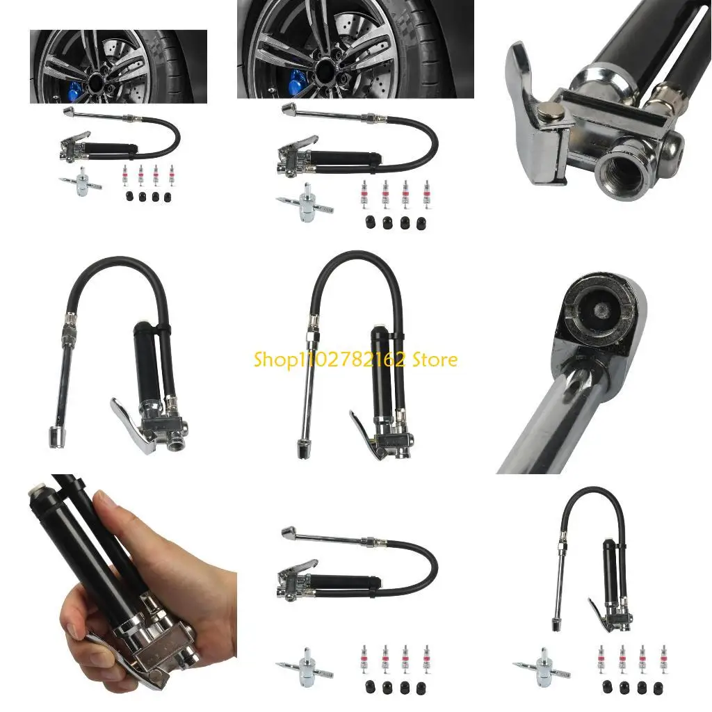 

547B 20–120PSI Tire Inflators Flexible Air Tire Pressure Gauges Chuck Flexible Hoses