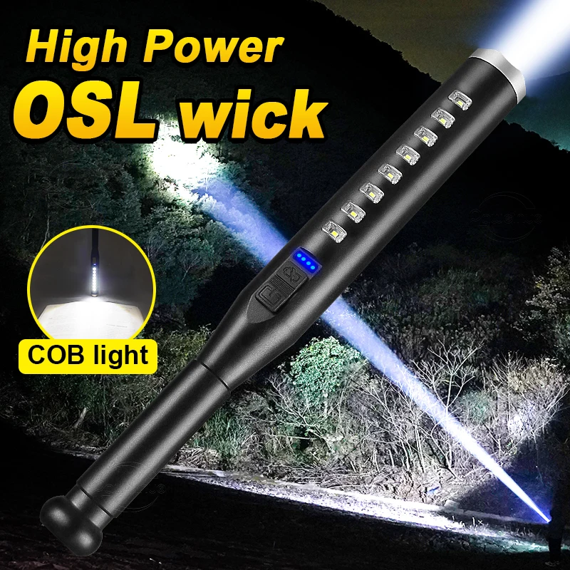 Super Powerful LED Flashlight 18650 Rechargeable Self Defense Flash Light Built-in Battery High Power Torch Tactical Hand Lamps