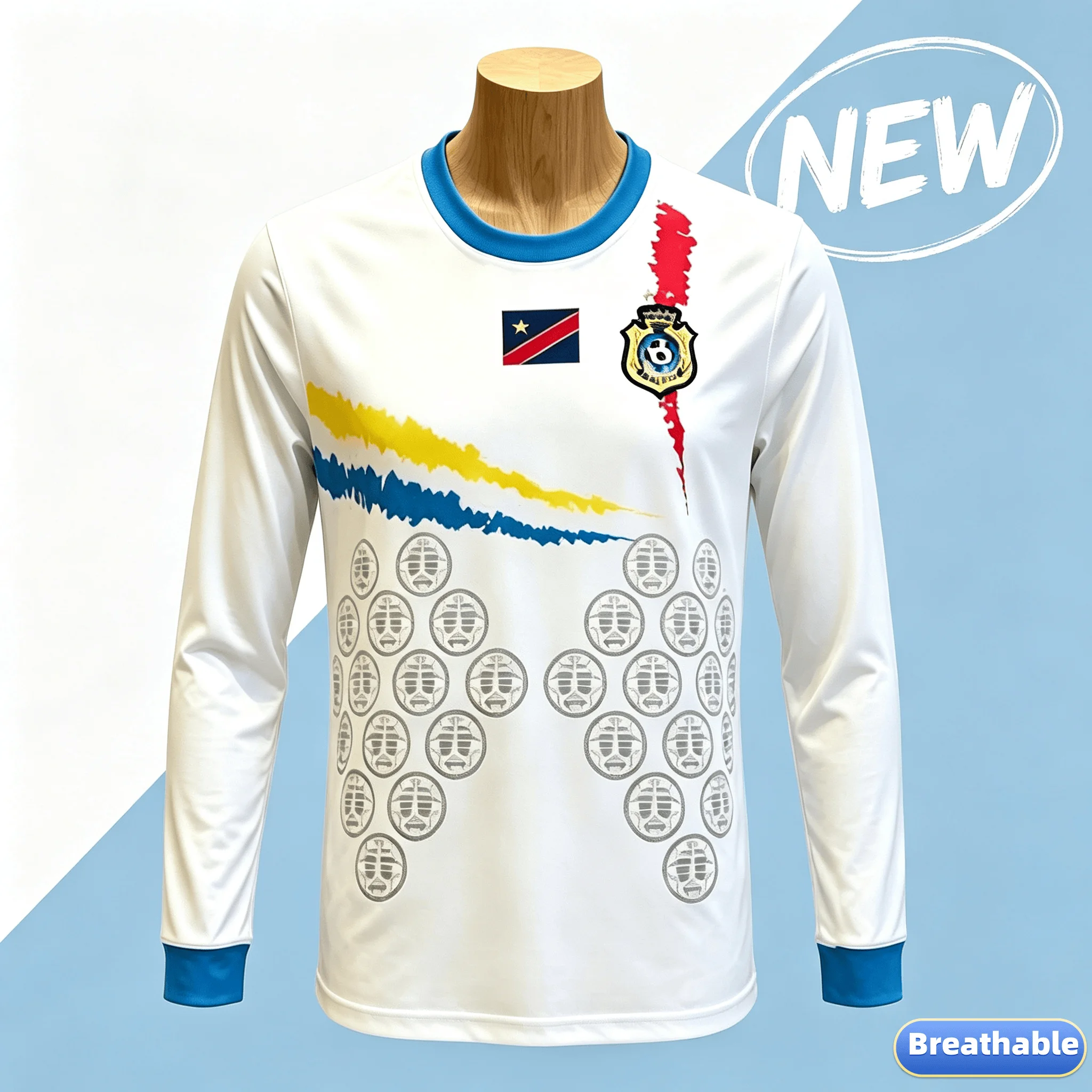 2026 DR Congo National Team Long Sleeve Soccer Jersey Spring Autumn Y2K Quick Dry 3D Printed Football Shirt Men Sports Fan Train