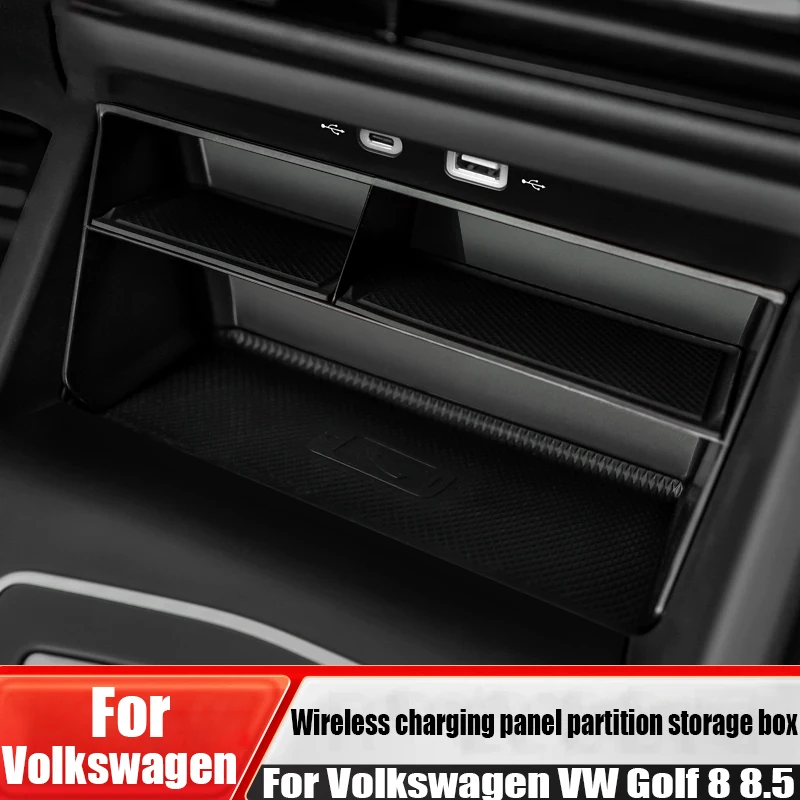 For Volkswagen VW Golf 8 8.5 modified wireless charging panel partition storage box automotive interior storage accessories