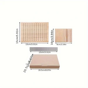 لوح الحياكة الكروشيه الخشبي ، اليدوية الإبداعية المنزلية ، وسادة كتلة الصوف DIY ، لوح تشكيل الثقب أفضل 6 سجاد مبيعا يقلد الخشب - No5