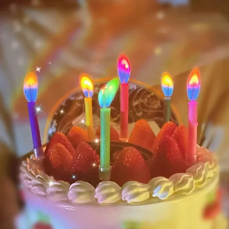 1/2/3/5Box Festive Magic Creative Cake Decorations Unique DIY Baking Accessories Color Flame Candles Rainbow Birthday Candles