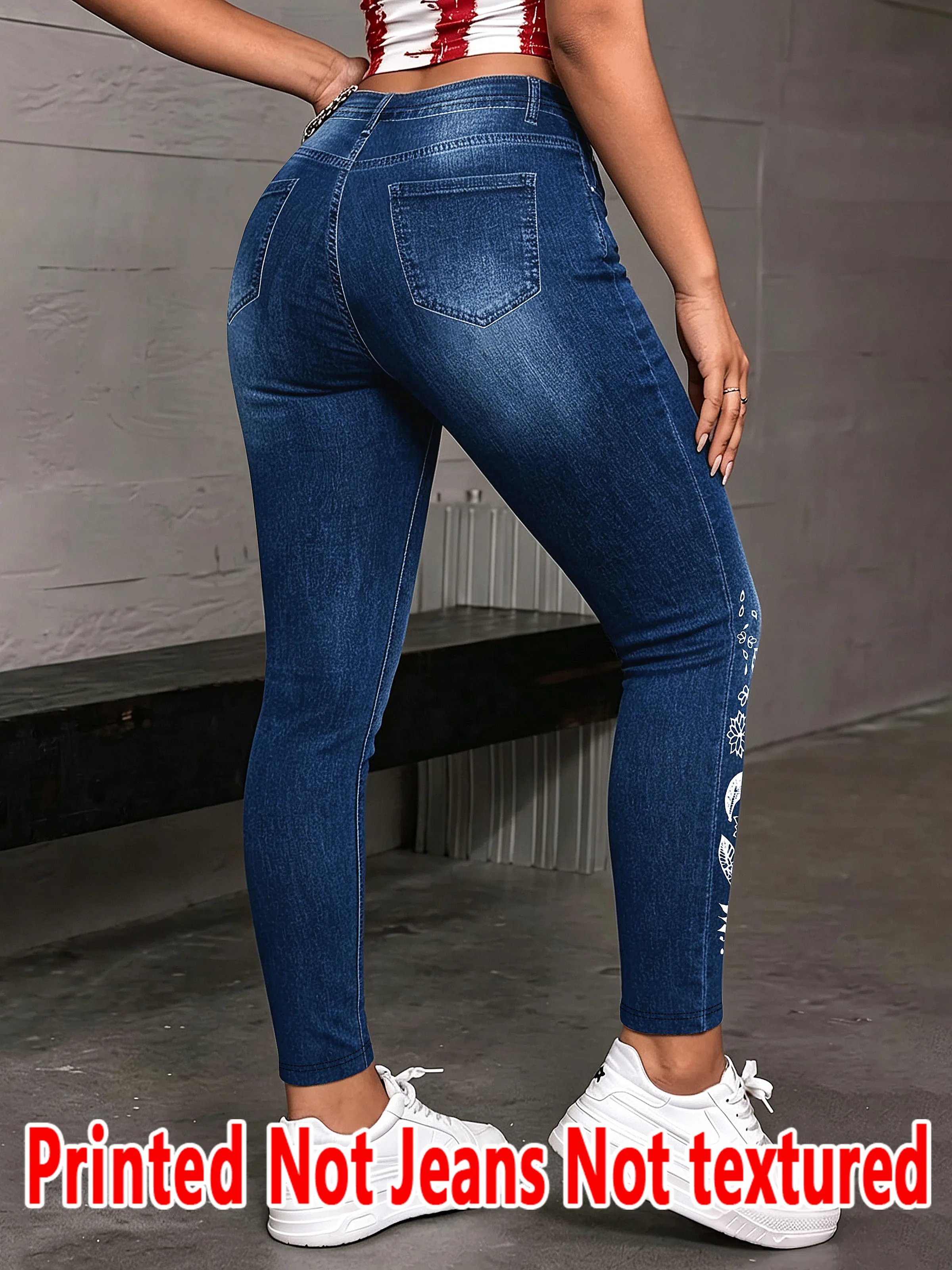 1598 [Printed Pants - Not Denim Fabric] Printed Leggings - Non-Denim Fabric, Women's Long Pants Leggings,