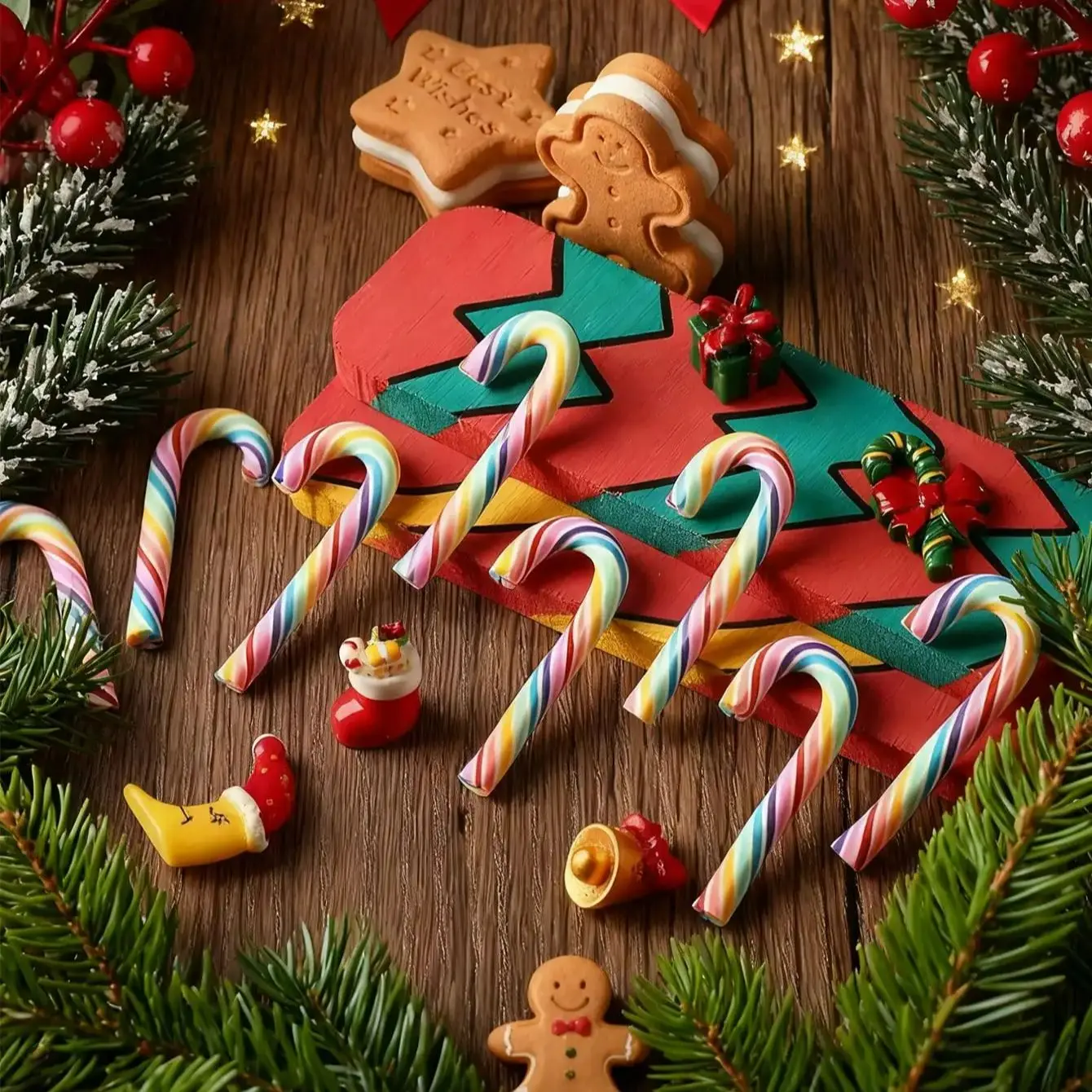 30 قطعة من قصب الحلوى الملونة بحجمين لتزيين عيد الميلاد لطاولة العطلات ومزهرية متناثرة وحشو الحرف اليدوية