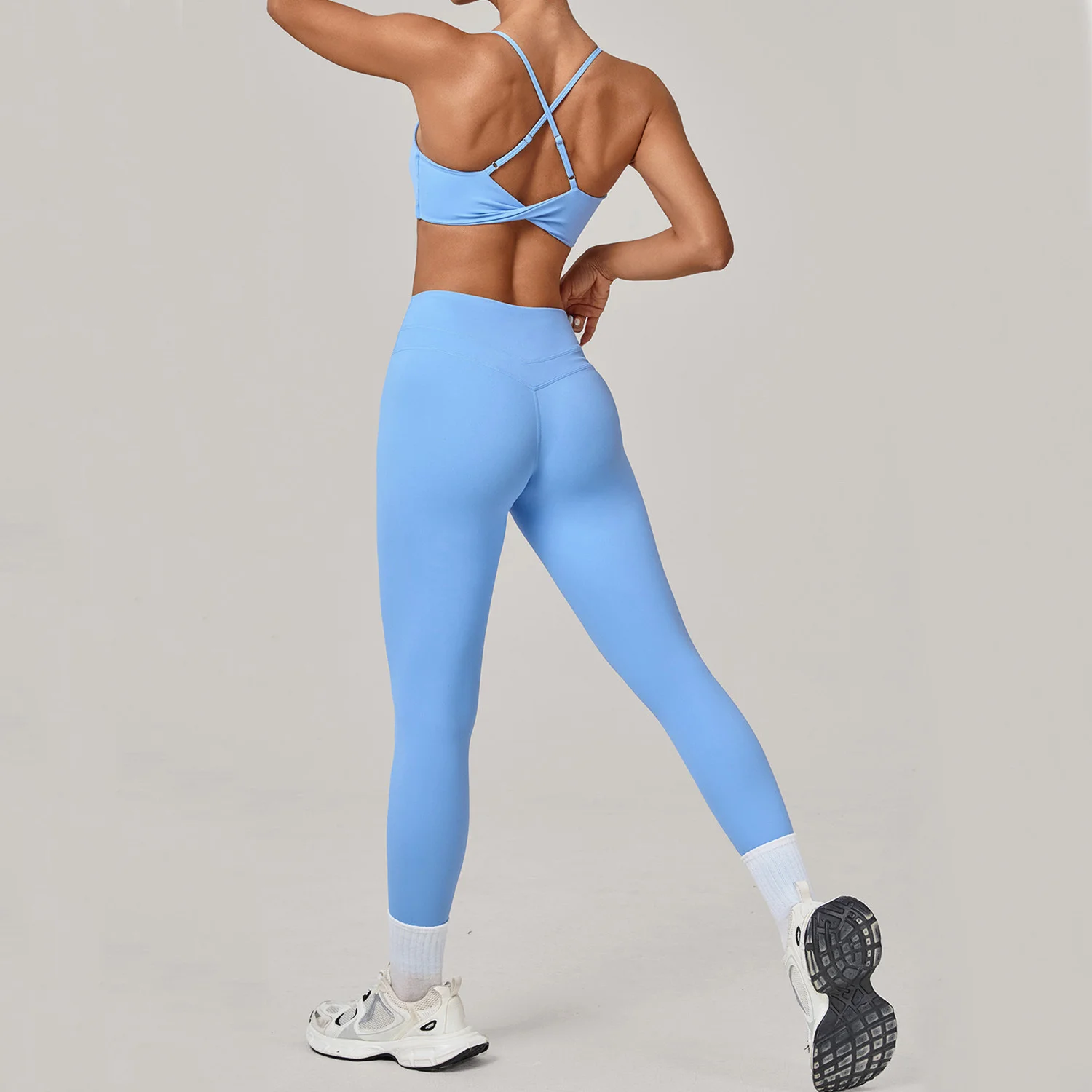 2PCS Adjustable Back Yoga Set Women Sportswear Workout Clothes Athletic Wear Gym Legging Fitness Twist Bra Sports Suit XP114