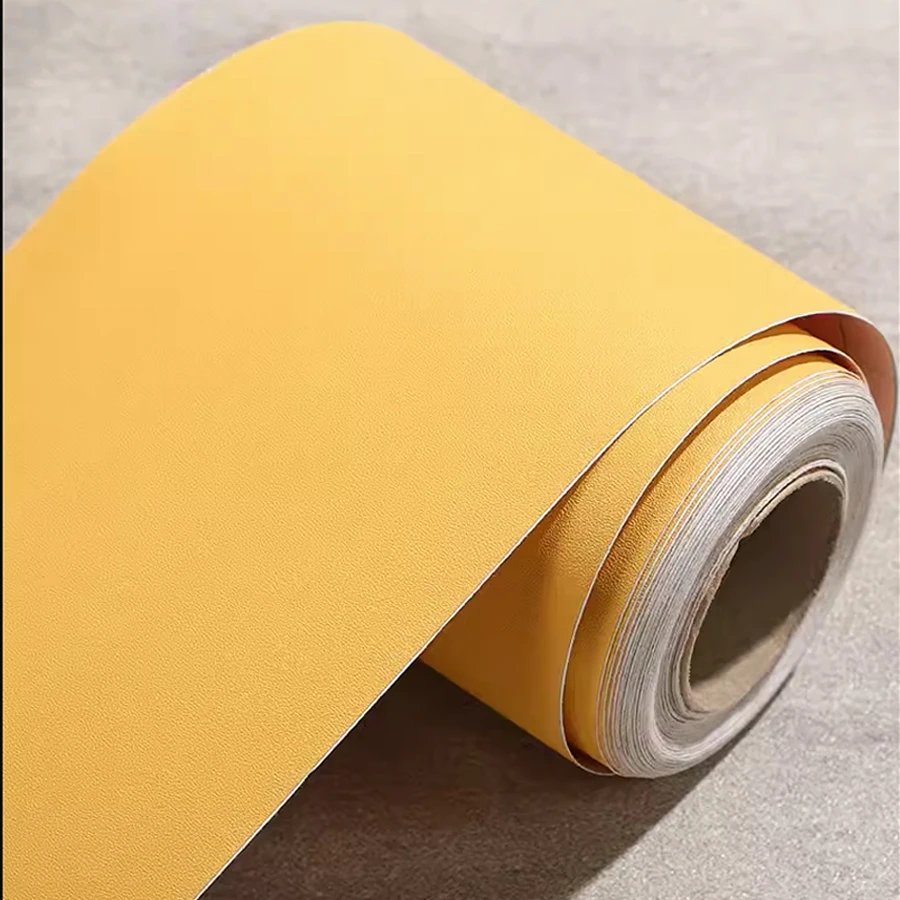 Solid Color Baseboard Wallpaper Self-Adhesive Door Frame Edge Wrapping Sticker Decoration PVC Yellow Waterproof Renovation Film