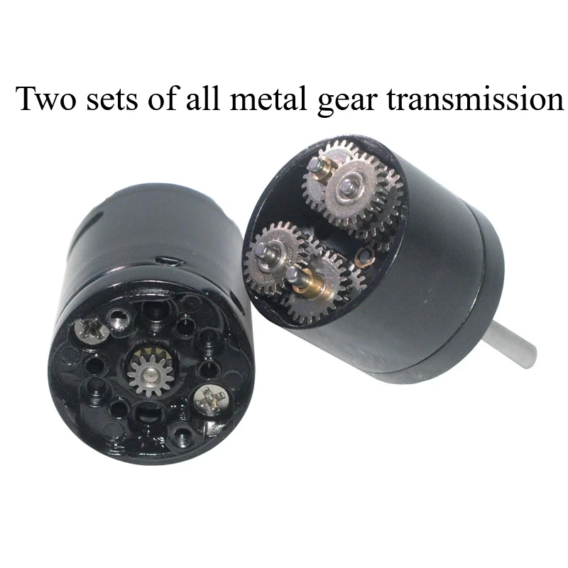 HP25-370 Reductor de transmisión de doble engranaje Motor de alto par y reducción de alta potencia DC 6v/12v para Motor de coche inteligente
