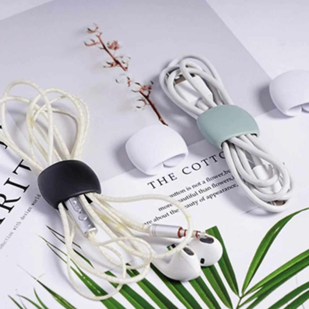 6pcs Multi functional winding device with data cable hub decoration, headphone charging cable winding storage buckle