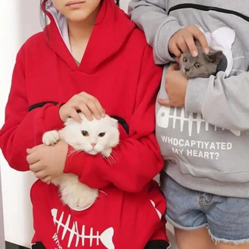 

Warm Soft Breathable Thickened Pet Carrier Hoodie Kangaroo Pocket Hooded Sweatshirt for Dog & Cat with Cuddle Pouch Pullover