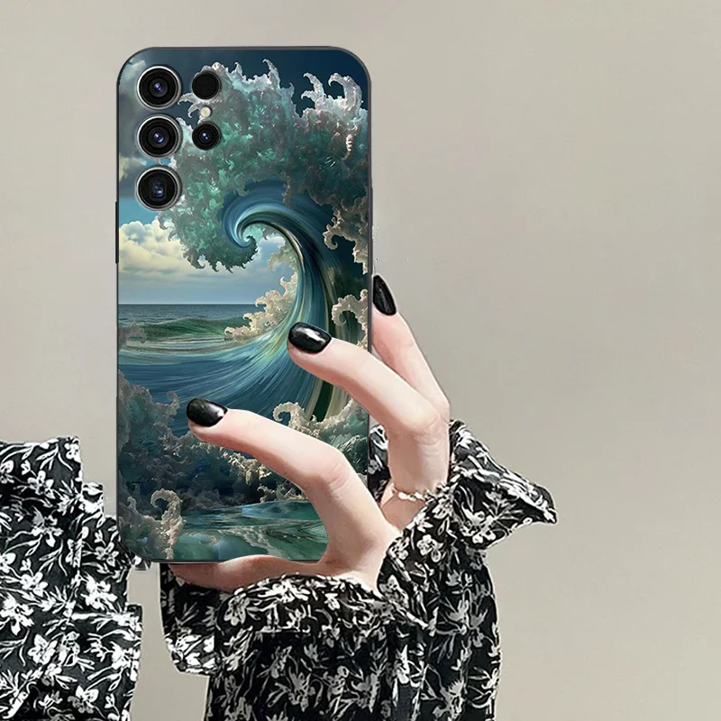 For Samsung S25 Ultra A16 4 g 5 G Galaxy S25PRO A06 TPU Black Soft Phone Case Personalized Creative Pattern Wave Series Cover image 3