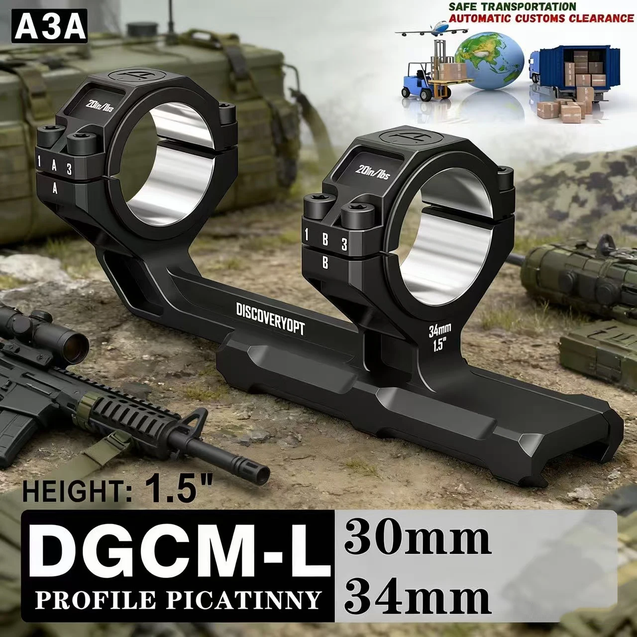 New lightweight front-extended integrated high-precision fixture 34/30, with multiple tube diameters of 1.5 inches and a height