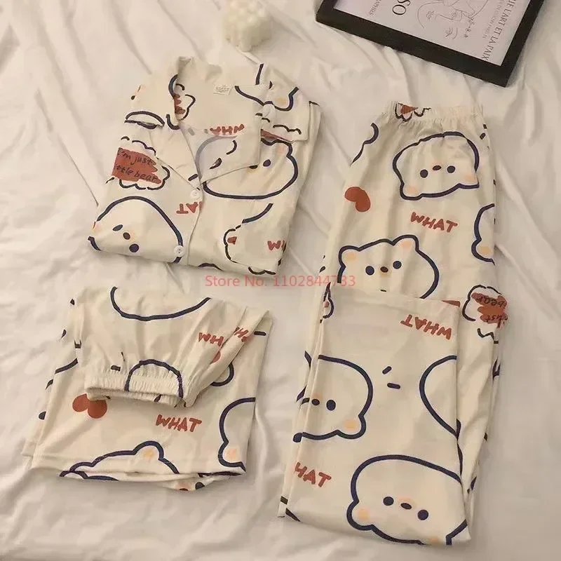 2024 Sanrio Pajamas Kuromi Pachacco Cinnamoroll Three-piece Set Short-sleeved Trousers Shorts Suit Spring And Autumn Home Clothe