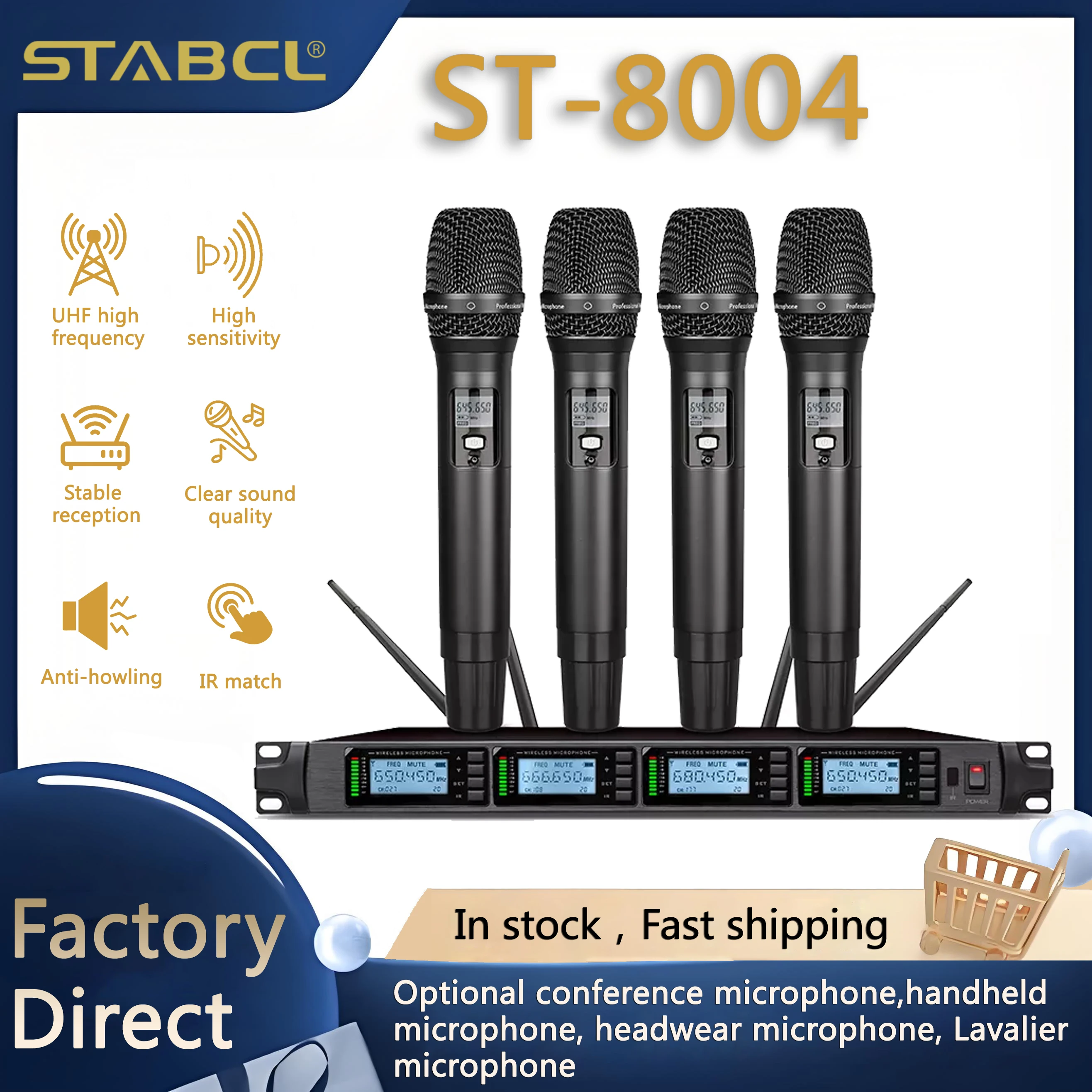 ST-8004 Professional 4 Channel Gooseneck Microphone System UHF Conference Wireless Mic for Meeting Room