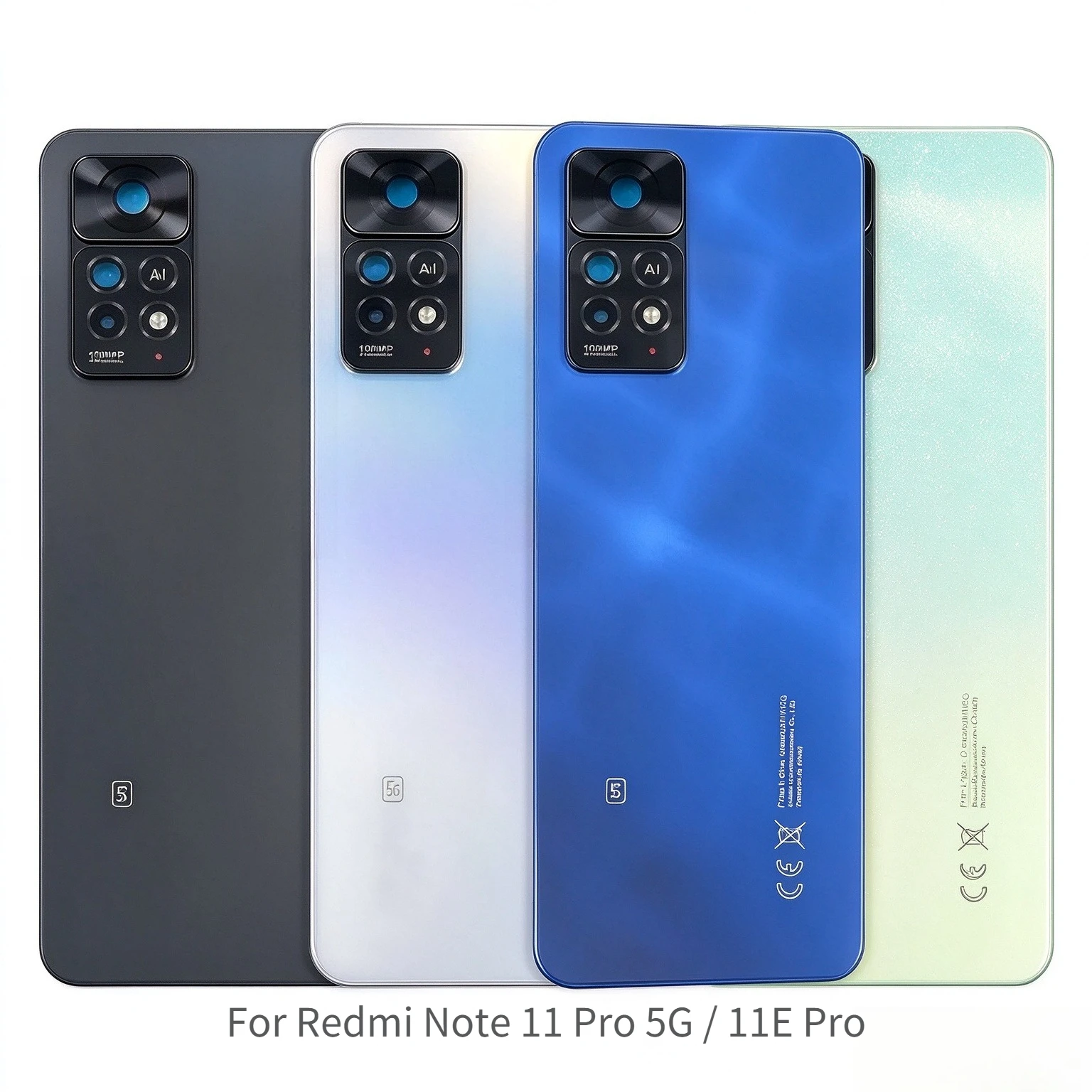 For Xiaomi Redmi Note 11 Pro 5G / 11E Pro Battery Cover Door Rear Glass Housing Case Back Camera Lens Frame Replacement