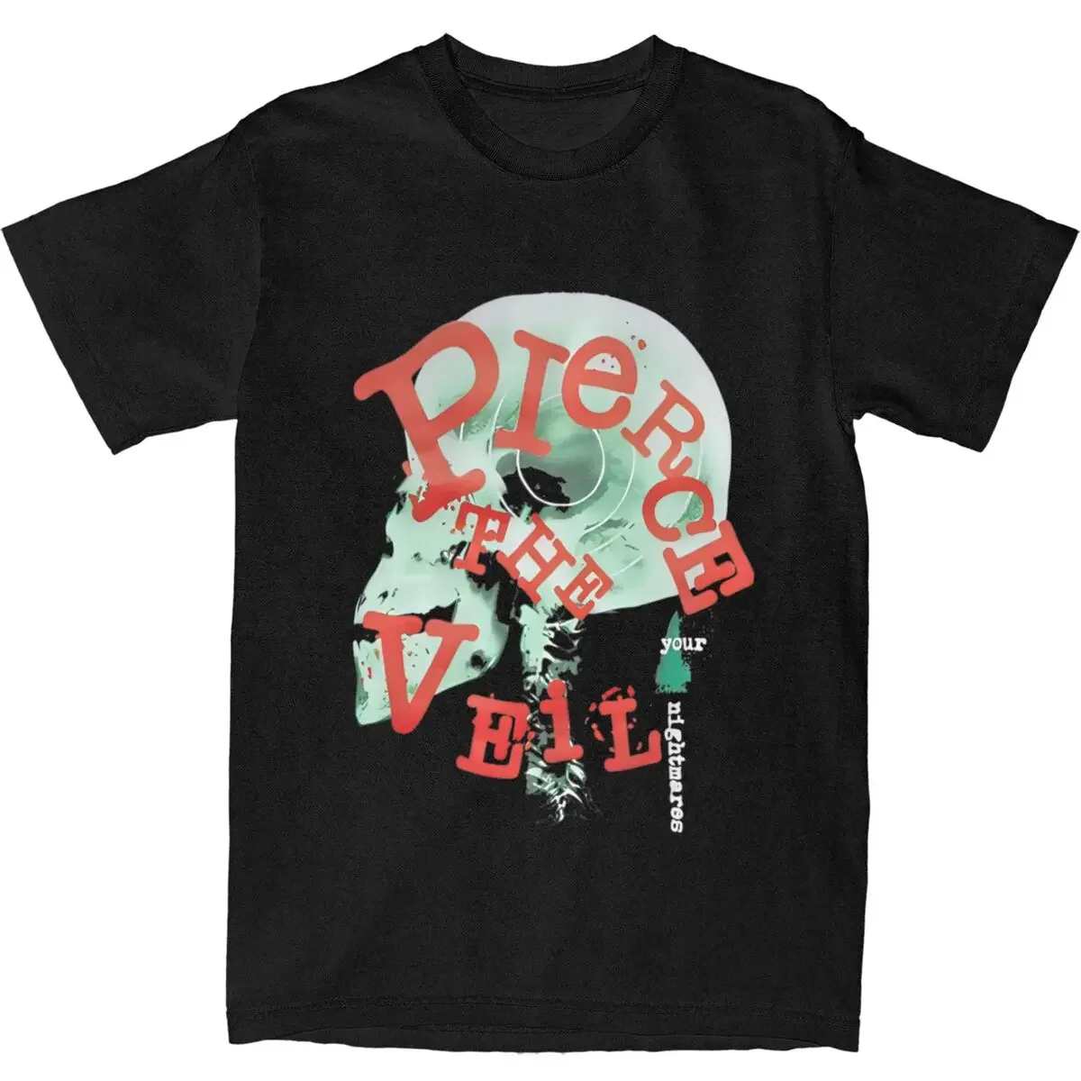 Pierce The Veiled Skull Ray T-Shirt Summer Rock Music Aesthetic T Shirts 100 Cotton Popular Tee Shirt For Men's Short Sleeve Top