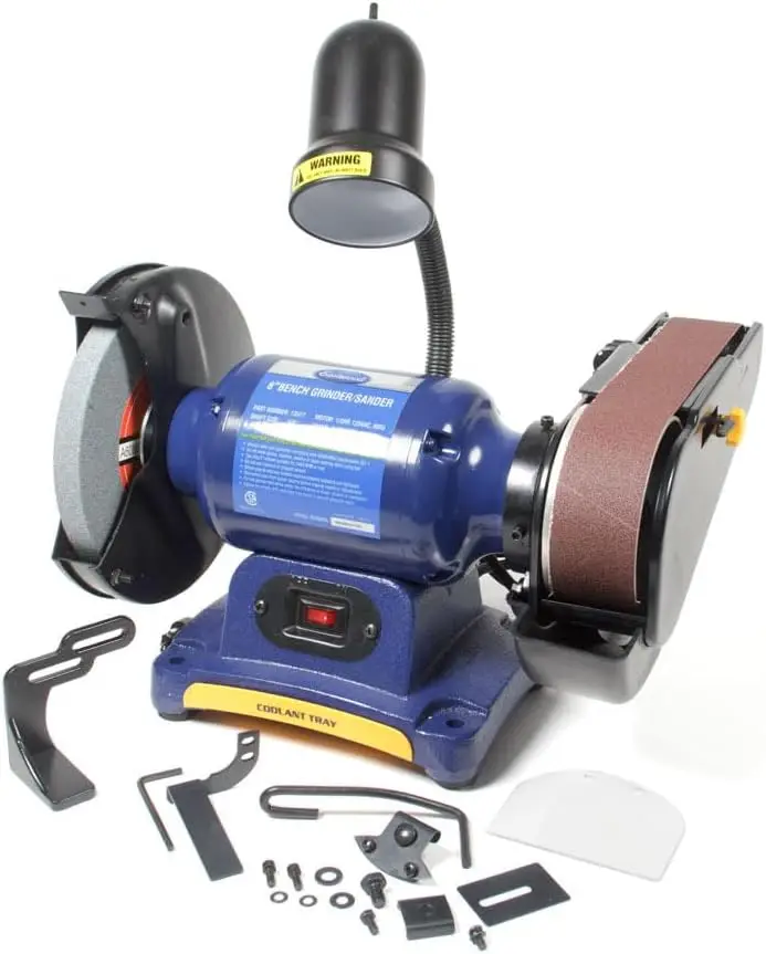 

Bench Grinder | Sharpener Linisher Electric Sanding Grinding Machine With Aluminum Oxide Grinding Wheel & Sanding Belt