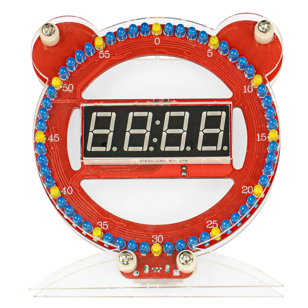 DIY Electronic Clock LED Digital Tube Bear Clock Electronic Kit Microcontroller Soldering Kit Creative Making Project with Cable
