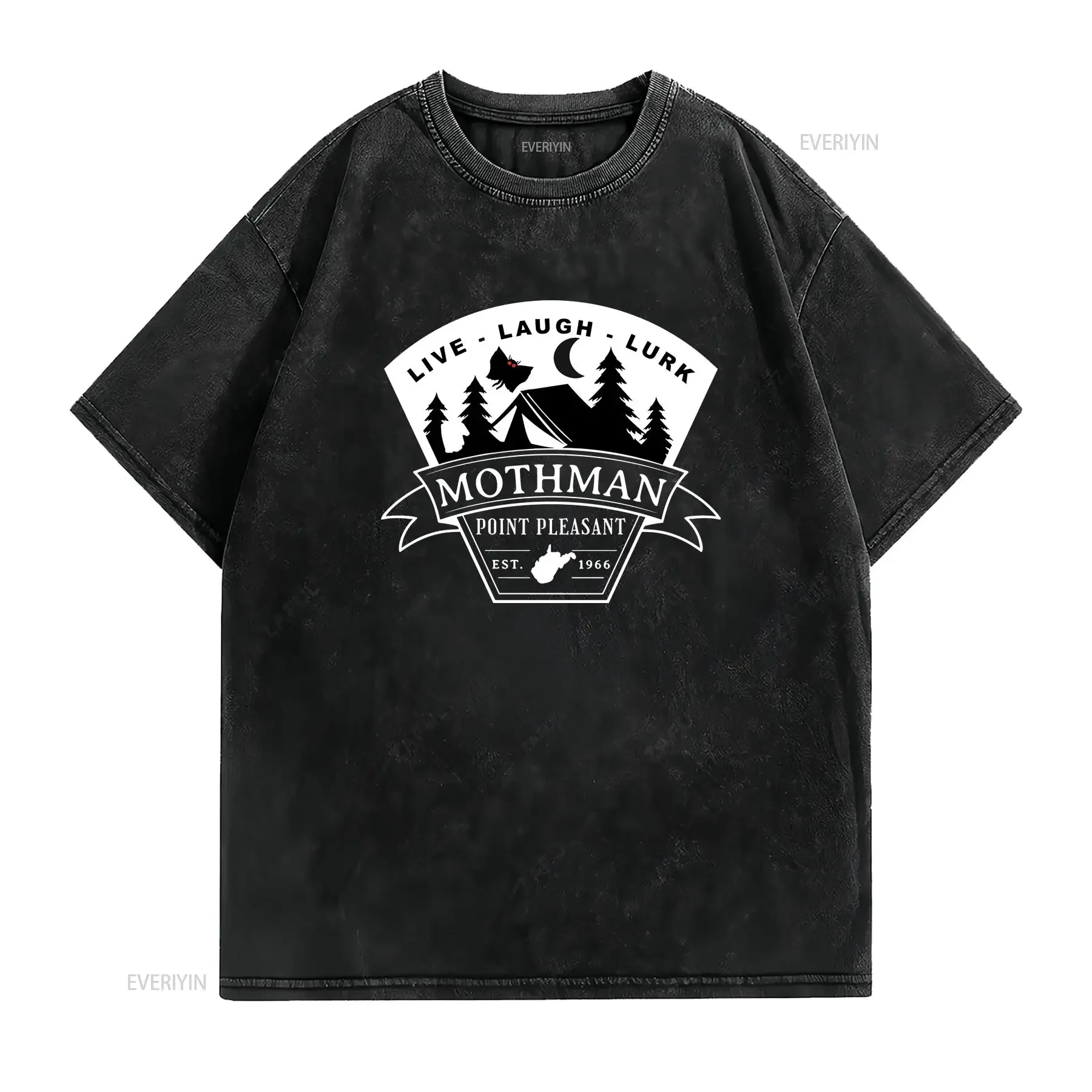 Mothman Moth Man Toddler Point Pleasant WV Monster Cryptids Live Laugh Lurk Black T Shirt vintage Washed Top For Everyday Wear