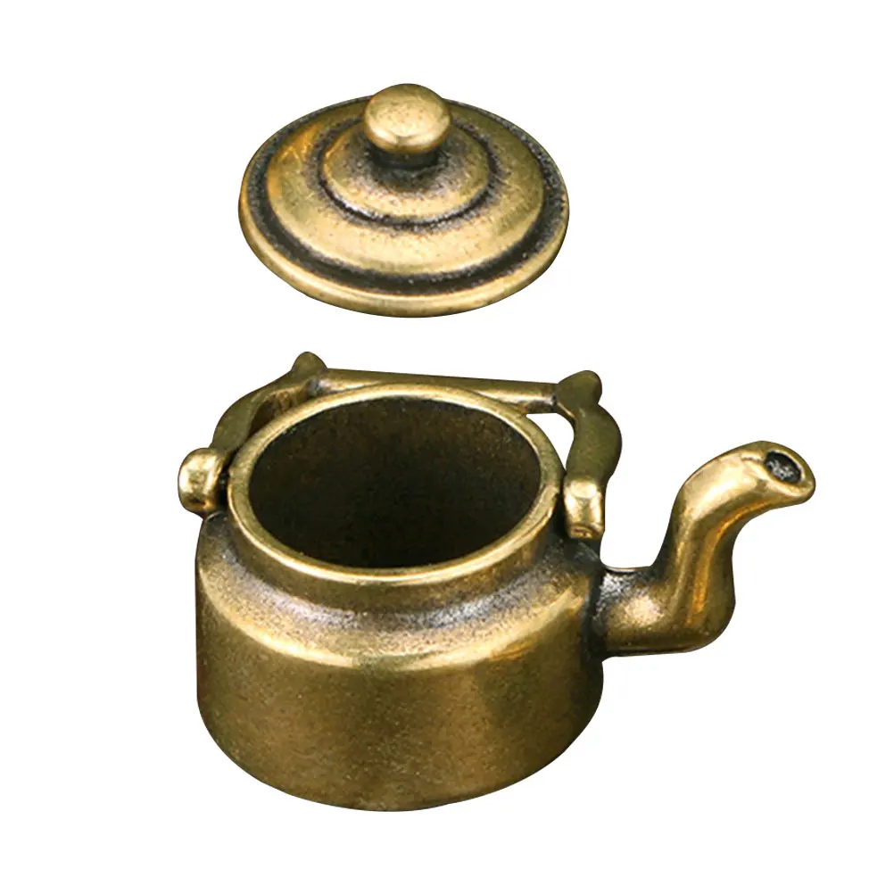 

Mini Copper Teapot Ornaments Compact Decoration Tiny Pots Dashboard Office Brass Small