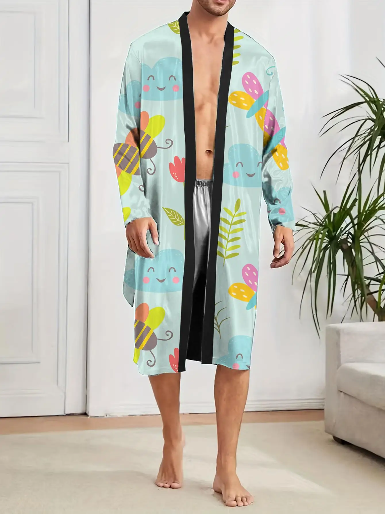 1pcs Men's Robes 2026 Spring/Summer Graphic 3D Printed Breathable dressing gown Robes Shower robe Robe man robe