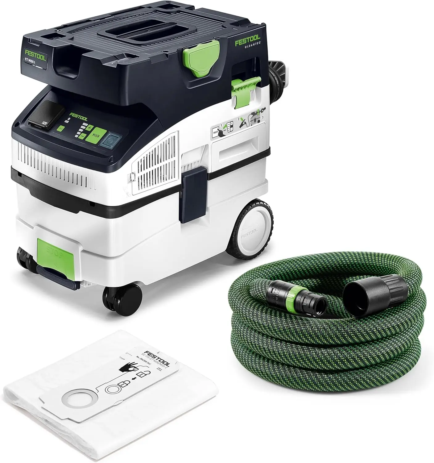 

Festool 578512 CT MIDI I Dust Extractor – HEPA Filter, Automatic Tool Start, High-Power Suction & AutoClean