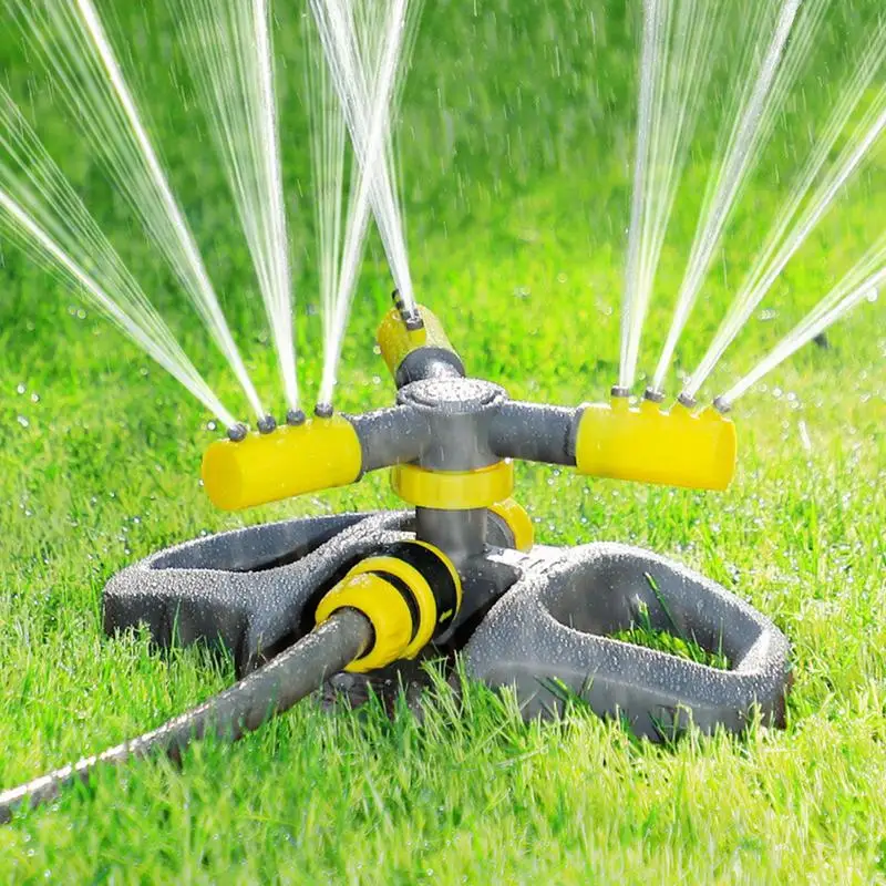 Rotating Garden Sprinkler Lawn Watering Irrigation Garden Sprinklers 3 Arms & 4 Nozzles Large Area Coverage Watering Device