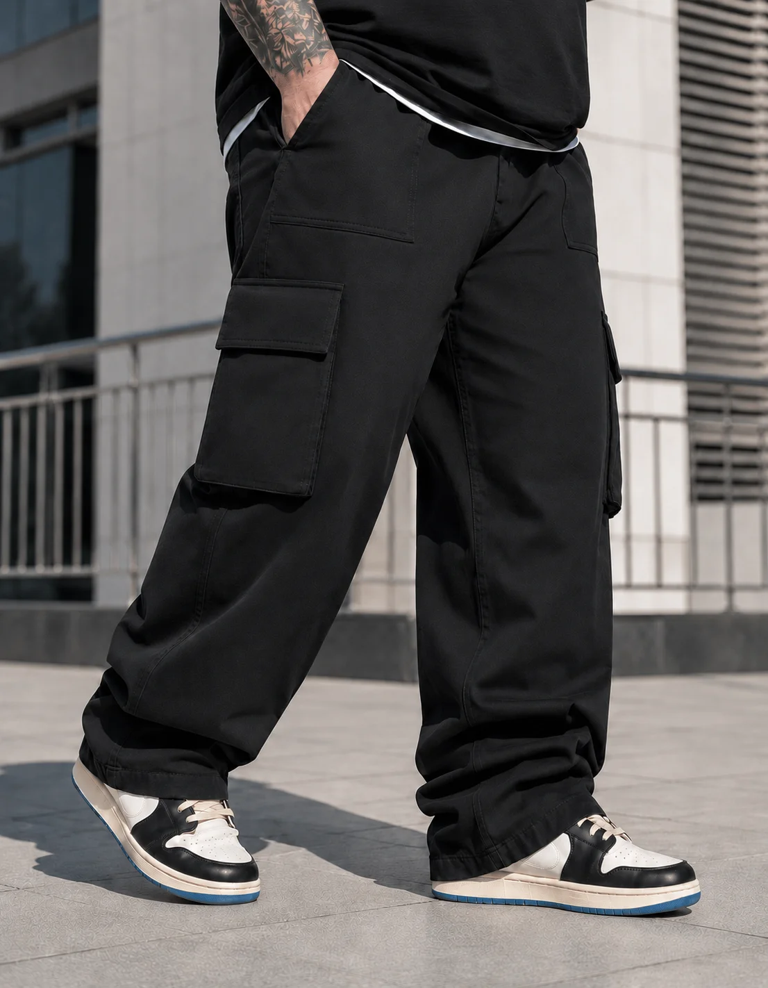 plus Size Men's Work Pants with Multiple Pockets 2XL-9XL Streetwear Hip Hop Style Loose Wide Leg Floor-Length Casual Trousers fo view 6