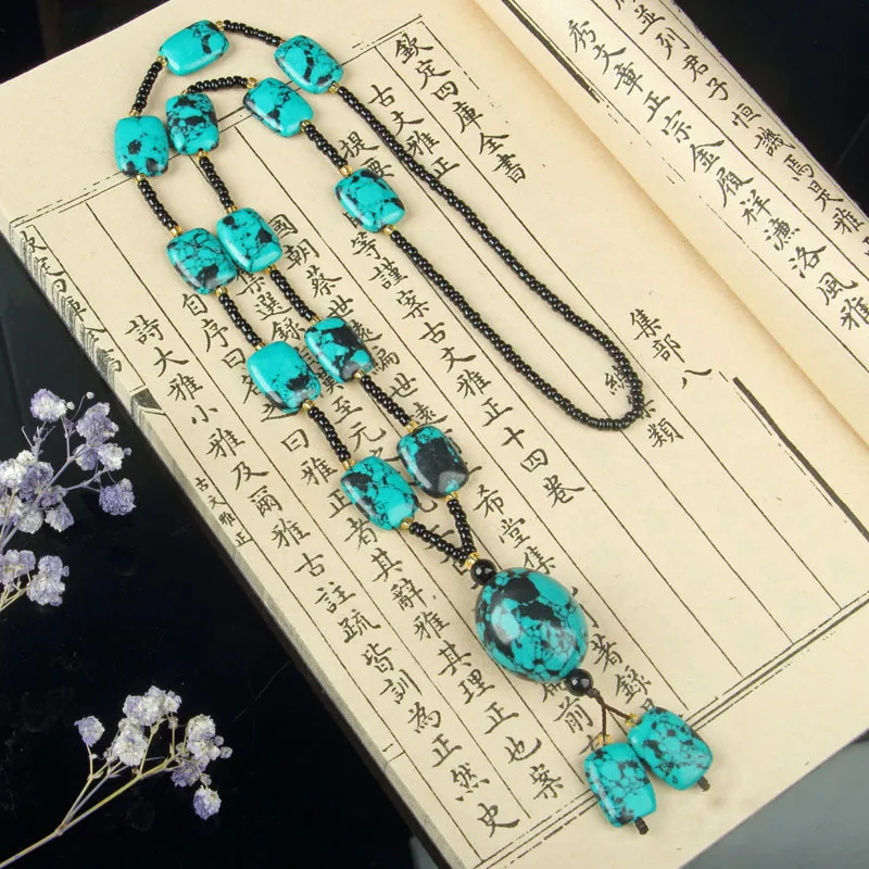 , new water drop heart-shaped sweater chain, turquoise necklace, direct from the source