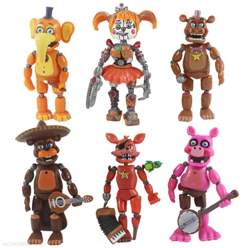 

Фигурки FNAF, 6 шт./комплект, Фредди, Бонни, Фокси, медведь фазбер, пять ночей, ПВХ модели, фигурки, игрушки для детей, подарки на день рождения