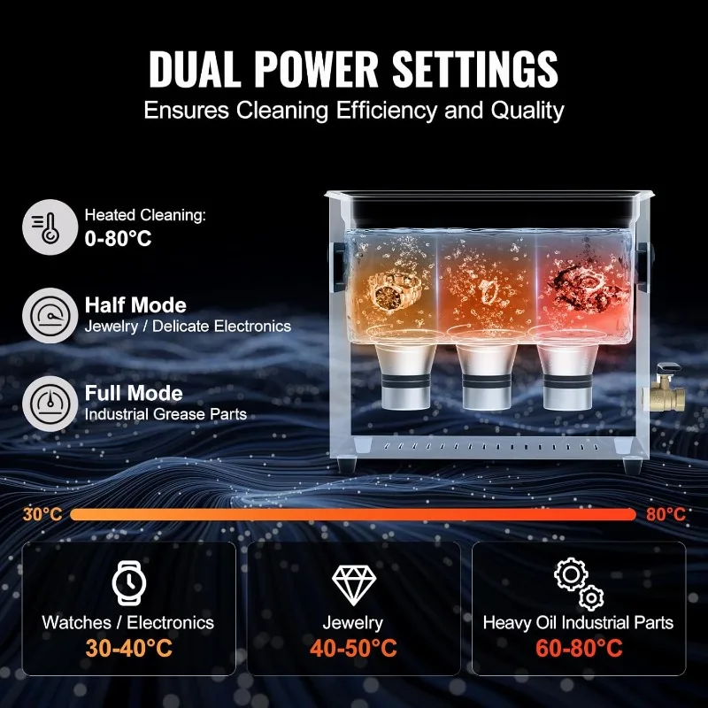 VEVOR 6L Ultra Sonic Cleaner,40kHz Digital Ultrasonic Cleaning Machine with Gentle Mode & Upgraded Degassing,with Heater & Timer