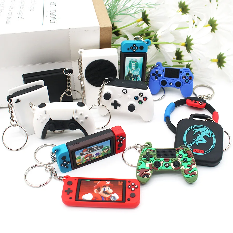 

Mini PS5 Keychain Tears of The Kingdom Game Console Controller Model Soft Pvc KeyRing For Men Women Key Chains Toys Gift 10PCS