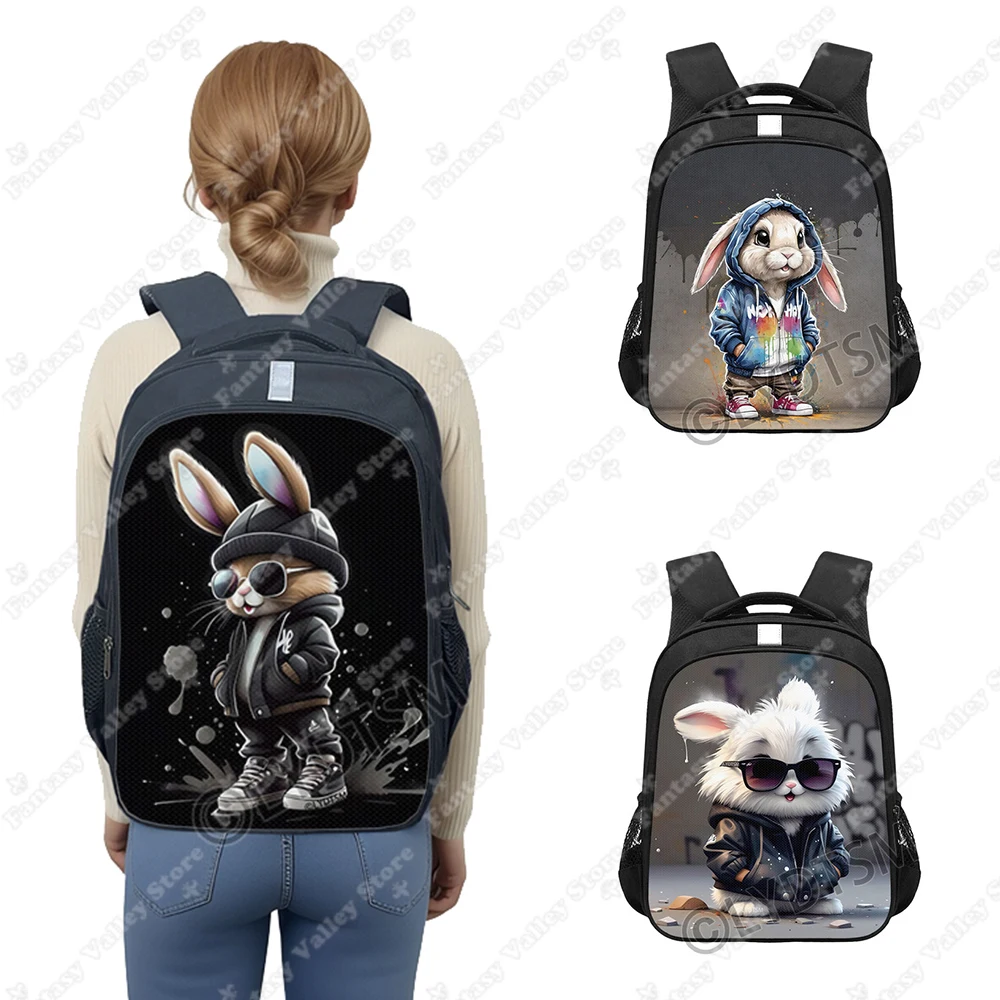 

Рюкзак с милым кроликом и принтом Angry Rabbit, школьная сумка со светоотражающей полосой, женские рюкзаки для ноутбука, дорожные подростковые сумки для книг