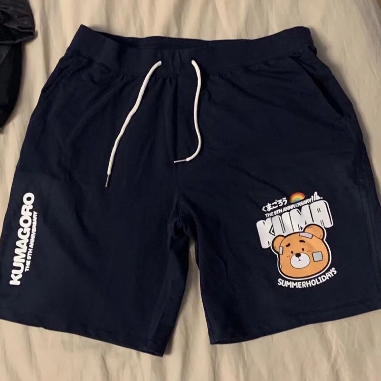 Pantaloncini da surf con orsetto di straccio in edizione limitata, pantaloncini da spiaggia in cotone da uomo, pantaloni fitness da palestra gay con orsetto ferito, grigio/blu scuro SML XL XXL