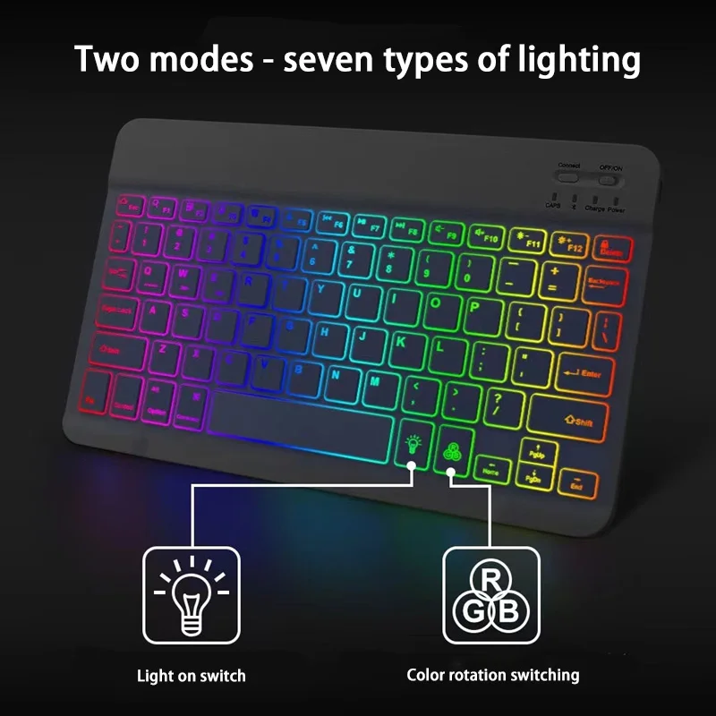 مجموعة لوحات مفاتيح وماوس صغيرة بإضاءة خلفية بلوتوث لاسلكية من Xiaomi RGB ملونة متدرجة ومضيئة لوحة مفاتيح وماوس صغيرة لجهاز Apple Samsung Tablet