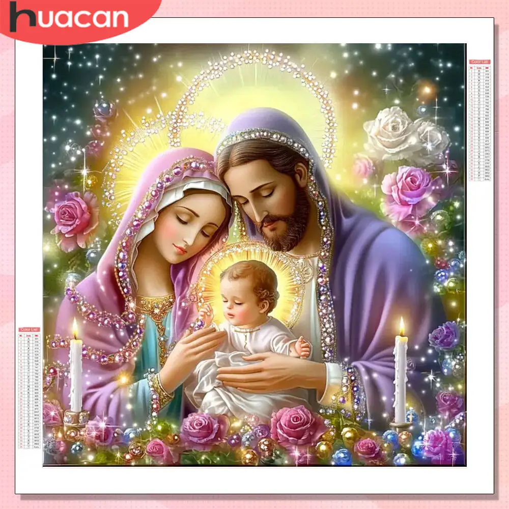 HUACAN Porträt Diamant Malerei Jesus Jungfrau Maria voller Bohrer Diamant Mosaik Religion Icon Home Decor