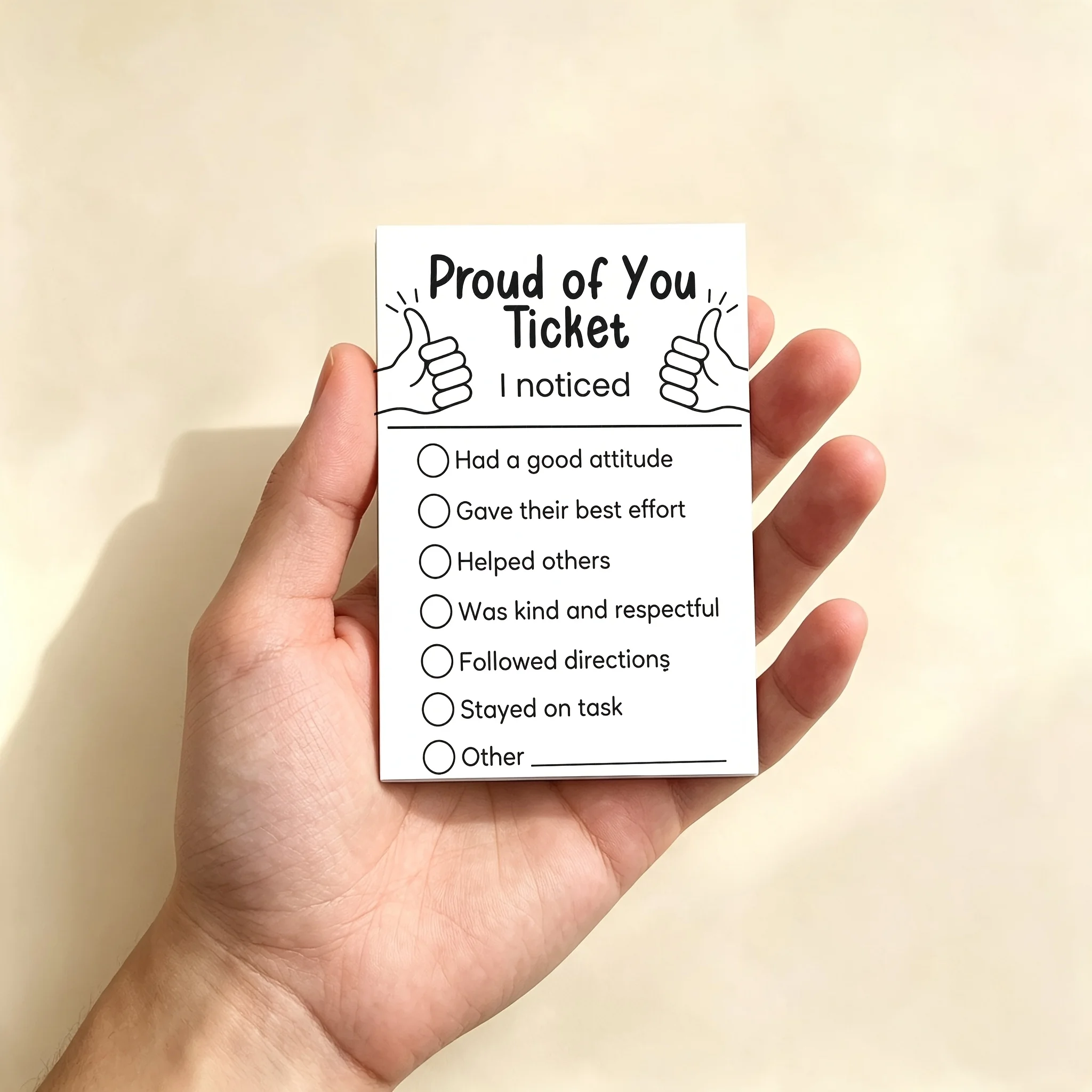 Non-Sticky Proud of You Ticket Notepad, Positive Reinforcement Reward Cards, Encouragement Memo Pad for Classroom Management