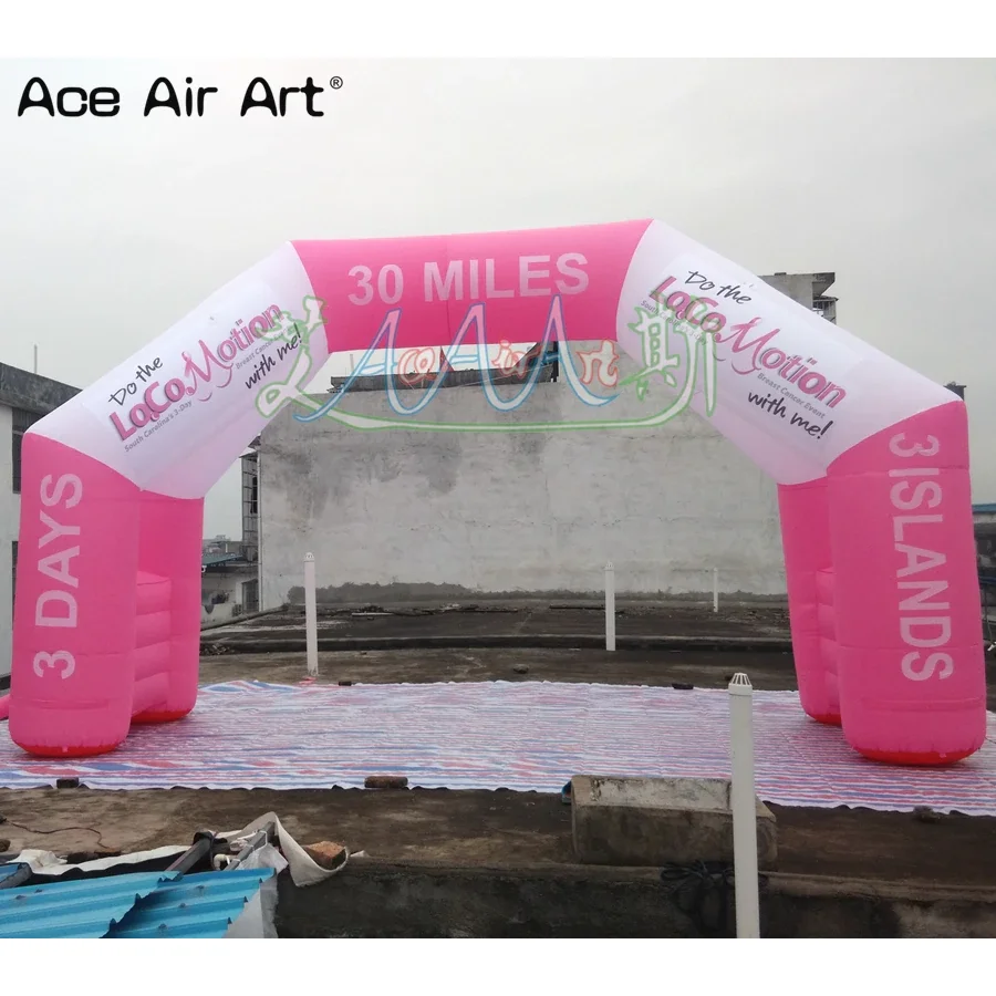 

Nice Pink and White Inflatable Start Finish Line Arch Running Archway Inflatable Gate for Event in Breast Cancer Day