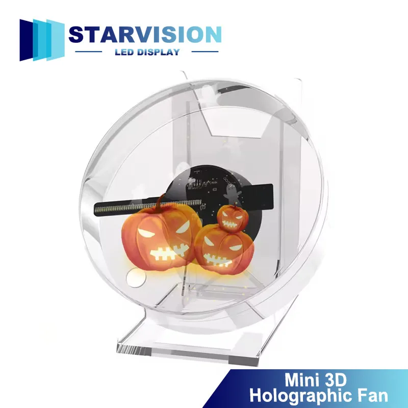 

Mini 3D Holographic Projector Fan Desktop LED Advertising Machine Hologram Picture Video Display Remote Control with Stand
