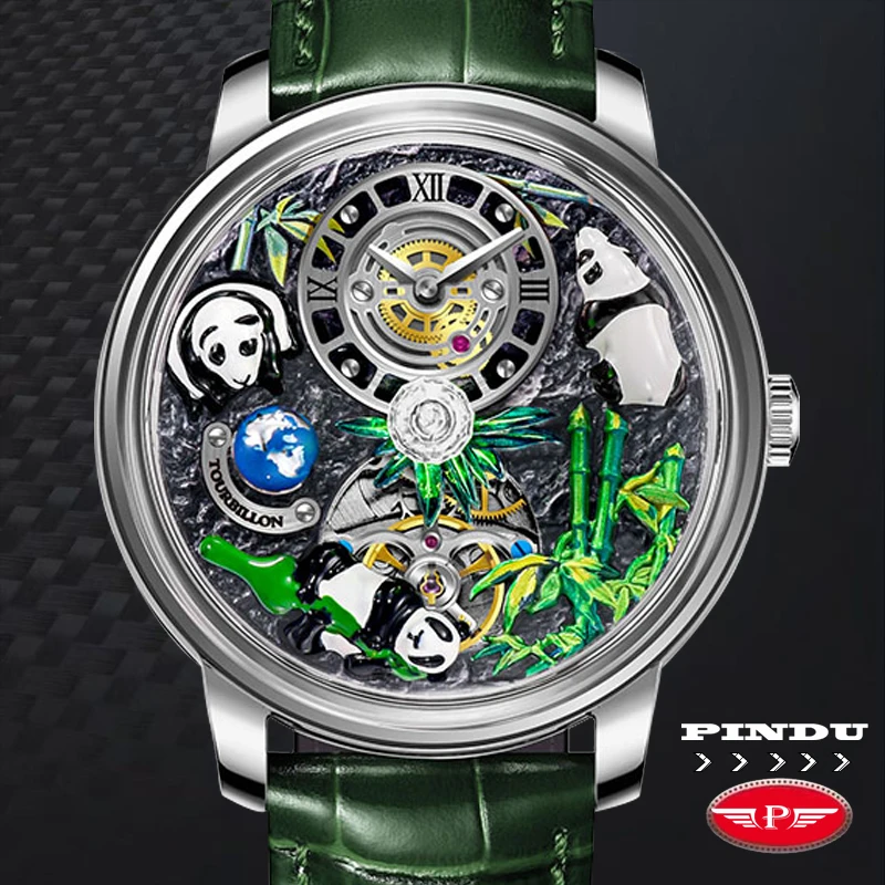 2025 New PINDU Panda Series Mechanical Watch Men M2791B Movement Sapphire Mirror Waterproof Fashion Automatic Mechanical Watch